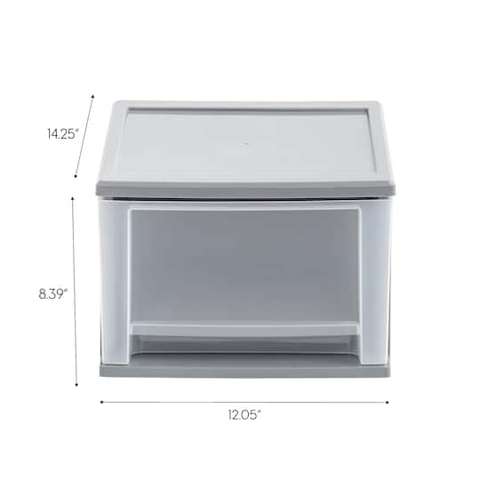 Iris® 17qt. Gray Stacking Drawer, 3 Pack Michaels